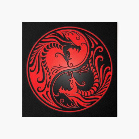 Yin Yang Dragons Red and Black Art Board Print