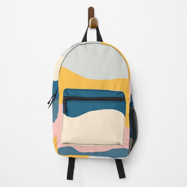 Item preview, Mountains Minimalist Abstract Color Block in Blue, Mustard Yellow, Gray, Pink, and Cream designed and sold by kierkegaard.