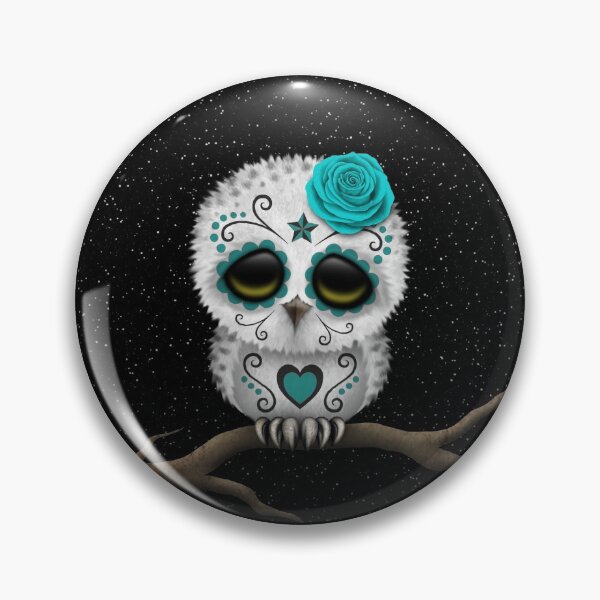 Item preview, Cute Teal Blue Day of the Dead Sugar Skull Owl designed and sold by JeffBartels.