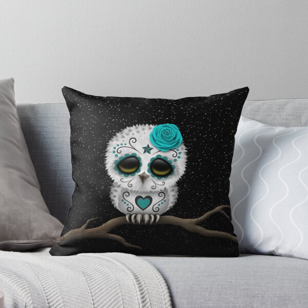Item preview, Cute Teal Blue Day of the Dead Sugar Skull Owl designed and sold by JeffBartels.