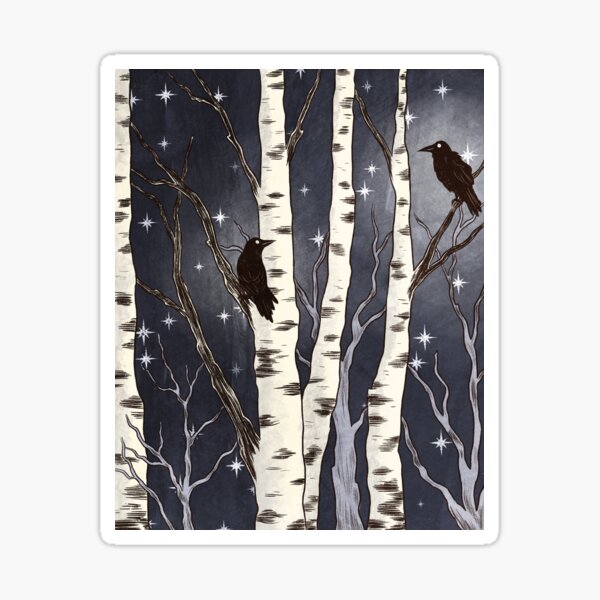 Birds and Birch Trees Sticker
