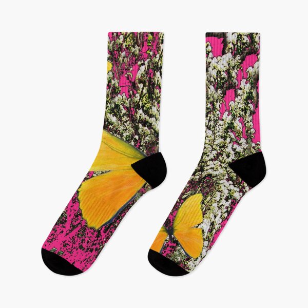 Item preview, THREE YELLOW BUTTERFLIES ON FUCHSIA GARDEN ART designed and sold by sharlesart.