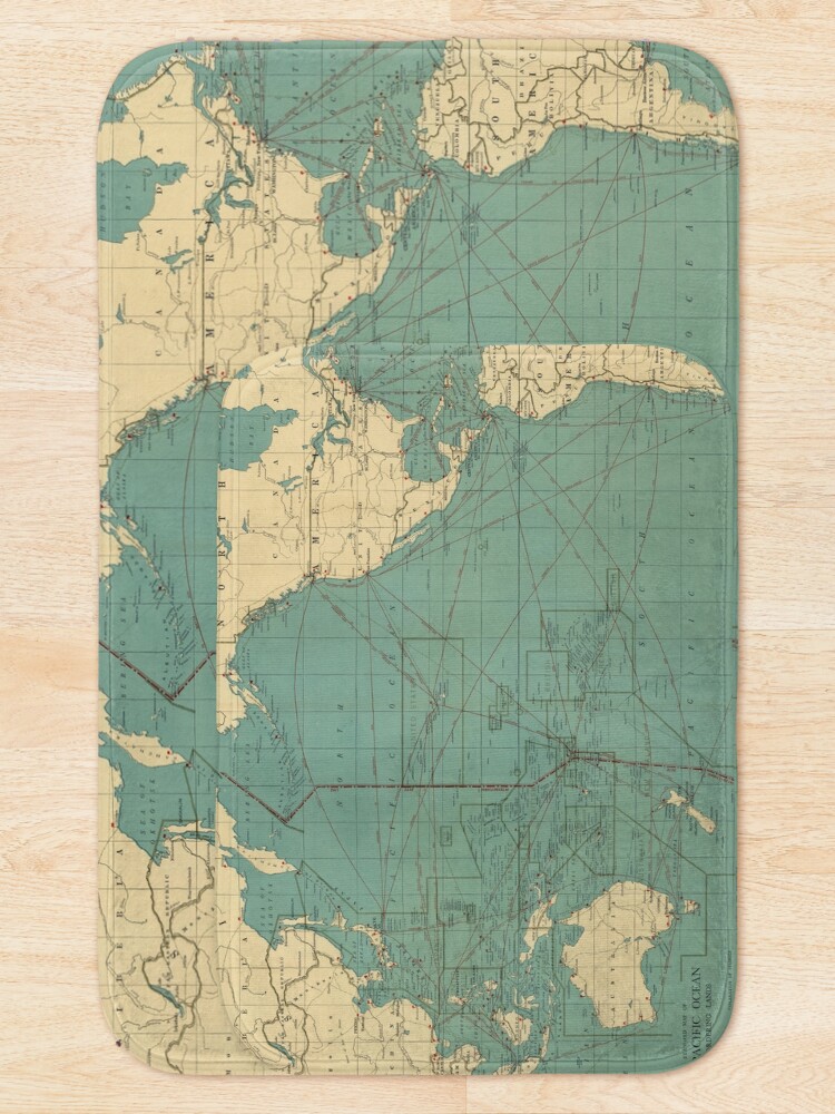 Alternate view of Vintage Map of the Pacific Ocean (1924) Bath Mat