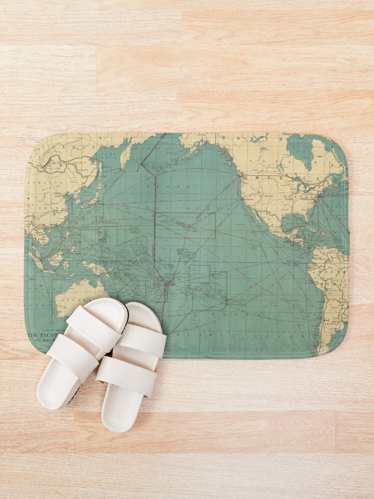 Alternate view of Vintage Map of the Pacific Ocean (1924) Bath Mat