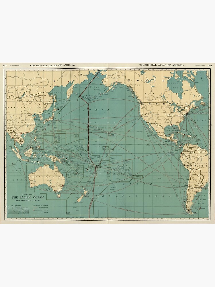 Disover Vintage Map of the Pacific Ocean (1924) Premium Matte Vertical Poster
