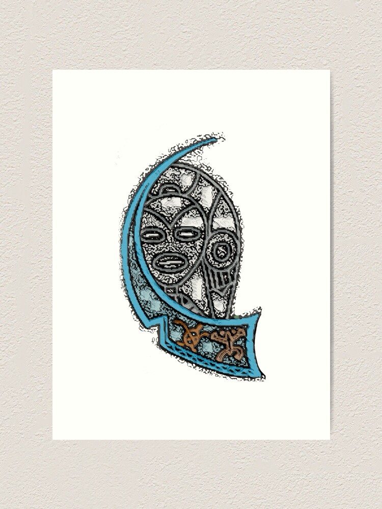 Atabey Goddess Taino Symbol Blue Art Print For Sale By Liamaris Redbubble