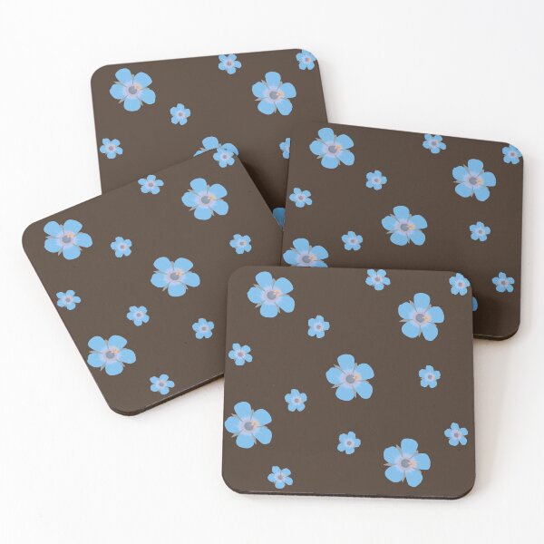 Item preview, Light Blue Flower Petals Pattern Dark Brown Background designed and sold by AmbroseAnn.