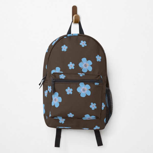Item preview, Light Blue Flower Petals Pattern Dark Brown Background designed and sold by AmbroseAnn.