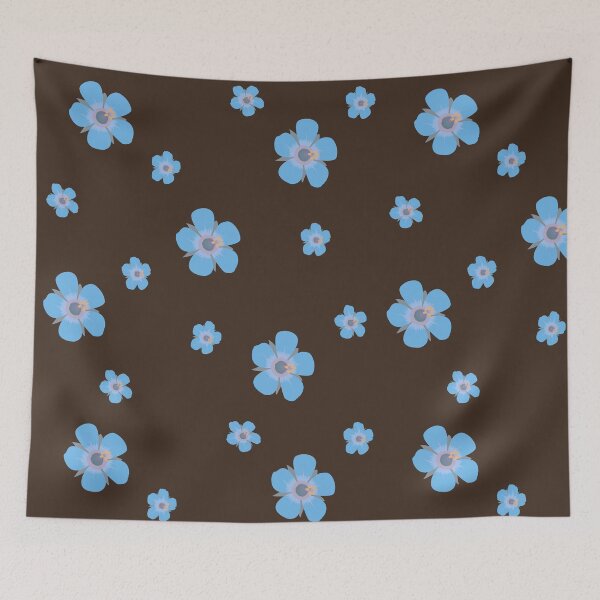 Item preview, Light Blue Flower Petals Pattern Dark Brown Background designed and sold by AmbroseAnn.
