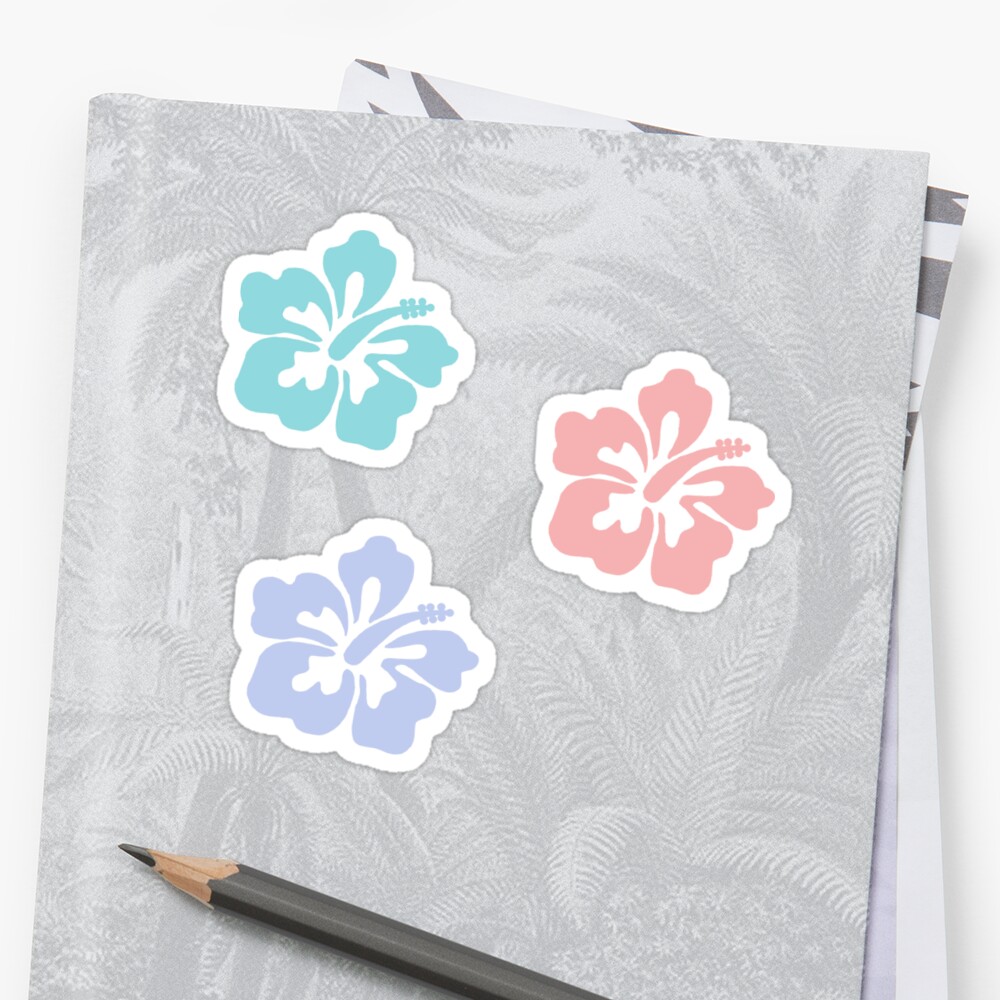 Pastel Hibiscus Flower Pack Sticker By Colleenm2 Redbubble 0711