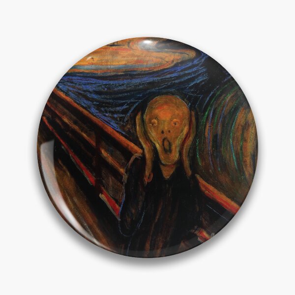 Artikelvorschau, und der norwegische Titel ist Skrik (Shriek). Gereinigte Version mit erhöhten Farben und Sättigung, wobei der rote Balken auf der rechten Seite entfernt wurde. entworfen und verkauft von Dator.