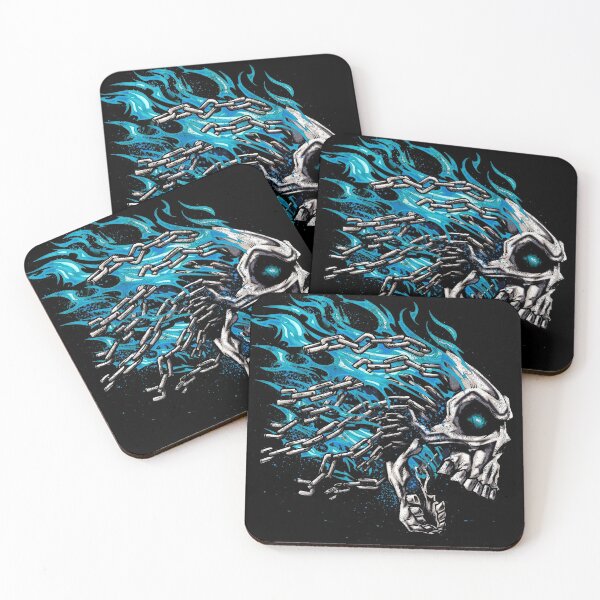 Item preview, Screaming Skull and Chains in Blue Flames designed and sold by CattleandCrow.