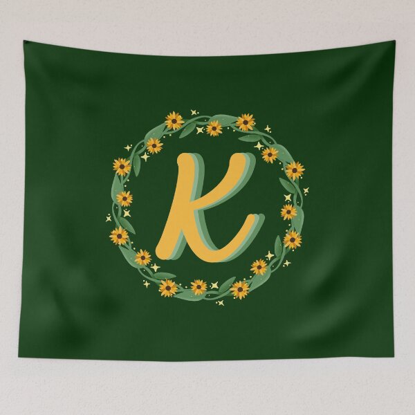 Item preview, K Monogram Sunflower Wreath designed and sold by lulubeeart.