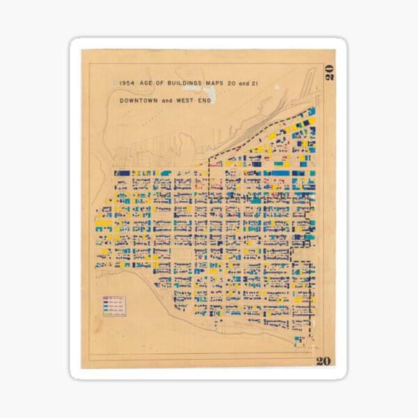 1954 building age map (Downtown/West End) Sticker