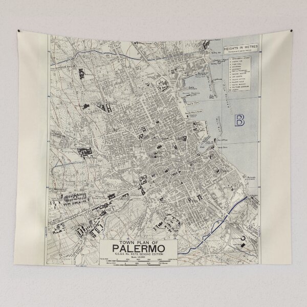 Item preview, Vintage Map of Palermo Italy (1943) designed and sold by BravuraMedia.