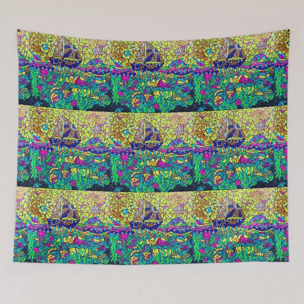 Item preview, Abstract psychedelic fluorescent sailing  designed and sold by TJ-Allen.