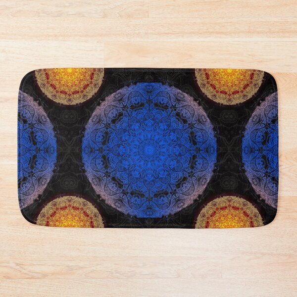 Item preview, Dark blue and orange mandala designed and sold by MandalaFlowerArt.