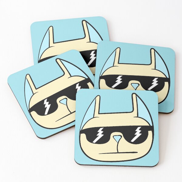 Item preview, yellow and blue cat with sunglasses and shade meg face tuff kitty designed and sold by BabyPaws.