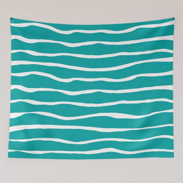 Item preview, Ocean Ripple Organic Stripes Pattern in White and Turquoise designed and sold by kierkegaard.