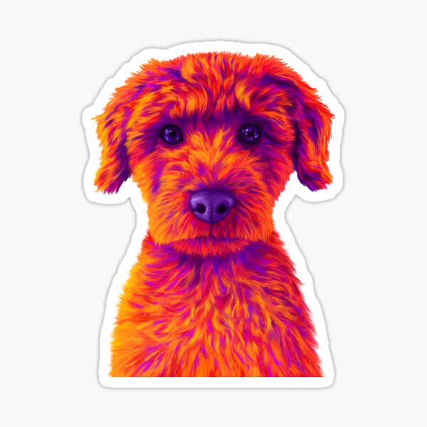 Orange and Purple Mini Poodle Sticker