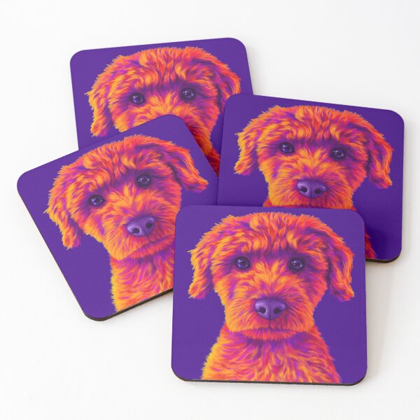 Orange and Purple Mini Poodle Coasters (Set of 4)