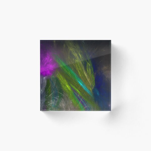 Color Swirl, Stripes, Blur Fractal Artwork Acrylic Block