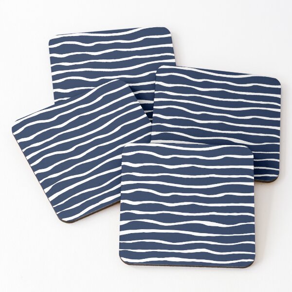 Item preview, Ocean Ripple Organic Stripes Pattern in White and Nautical Navy Blue designed and sold by kierkegaard.