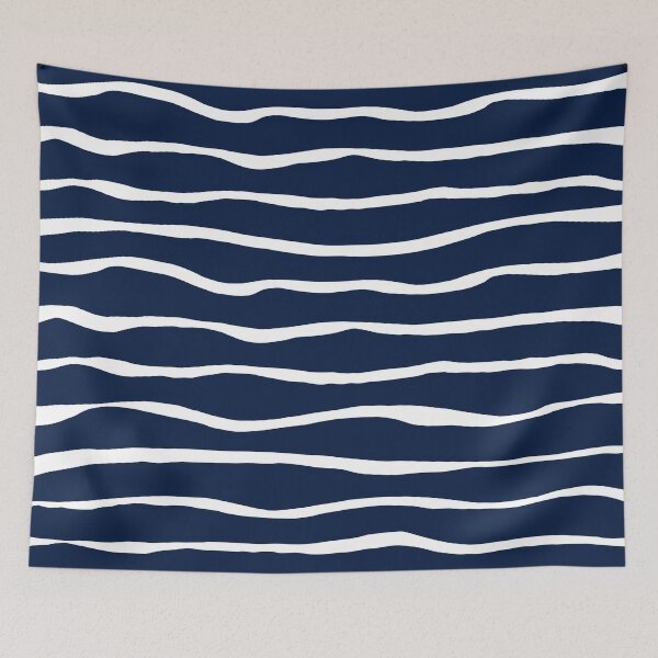 Item preview, Ocean Ripple Organic Stripes Pattern in White and Nautical Navy Blue designed and sold by kierkegaard.