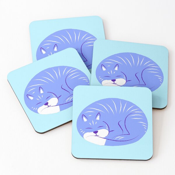 Item preview, purple and white curled sleeping illustrtion cat designed and sold by BabyPaws.