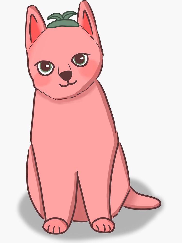 "Strawberry Cat Drawing From Tik Tok" Sticker by JKFish Redbubble