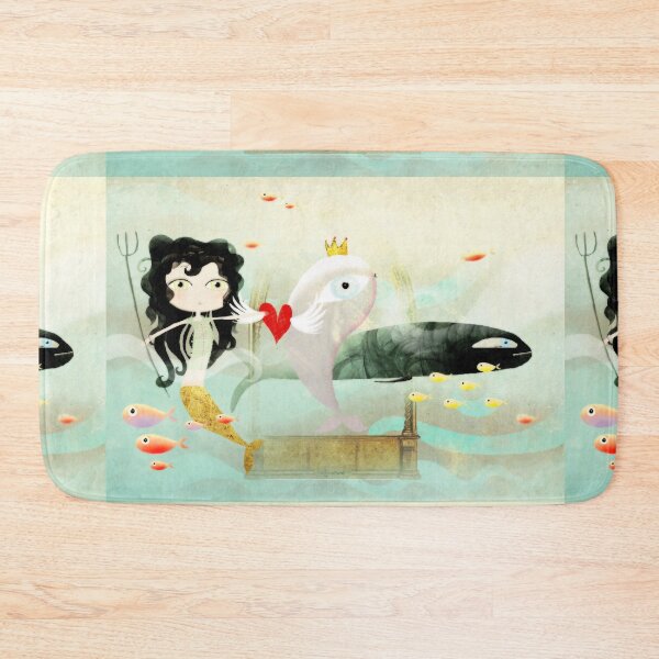 Item preview, Neptuno kawaii doll fish king vintage sea heart wings aqua blue waves black dangerous wild jaws art designed and sold by rupydetequila.