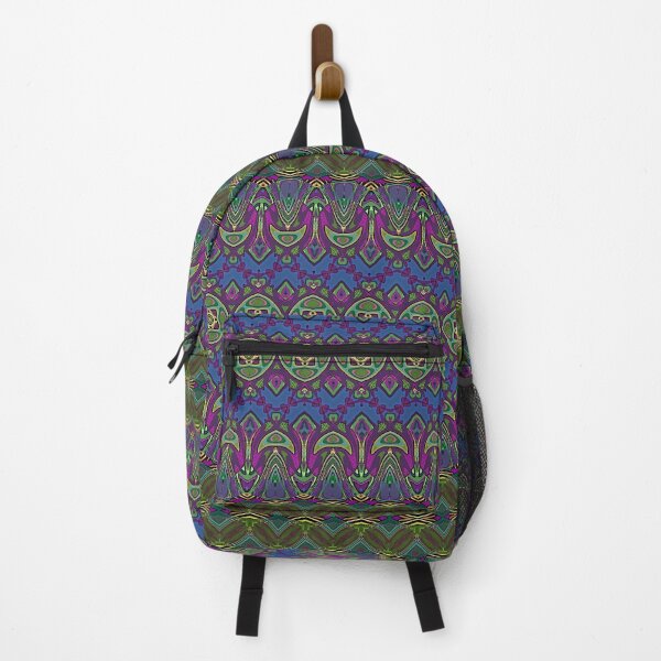 Boho Intricate Green Blue Purple Pattern Backpack