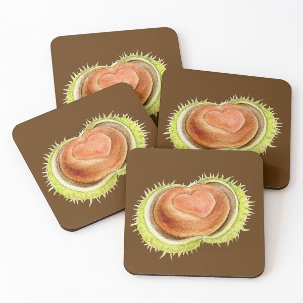 Item preview, Conker love Chestnut heart whimsy watercolor designed and sold by Sarah Trett.