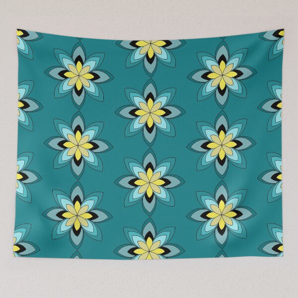Item preview, blue yellow flower  designed and sold by ARTSHACKPRINTS.