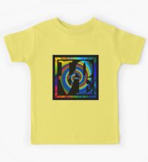 retro color spiral square love t (large back) Kids Tee
