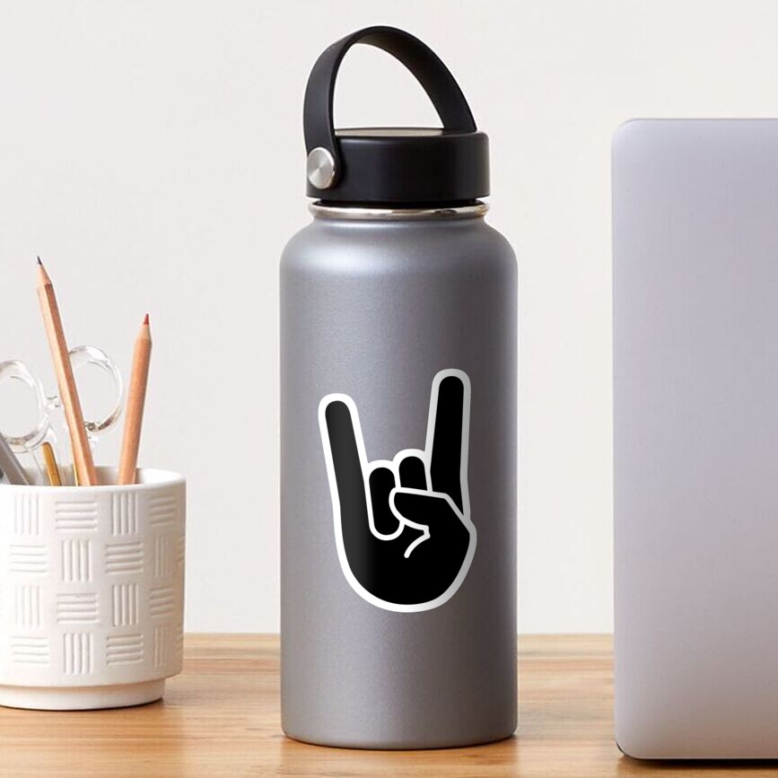 "Rock & Roll Emoji Hand Sign Black" Sticker for Sale by BeerBro