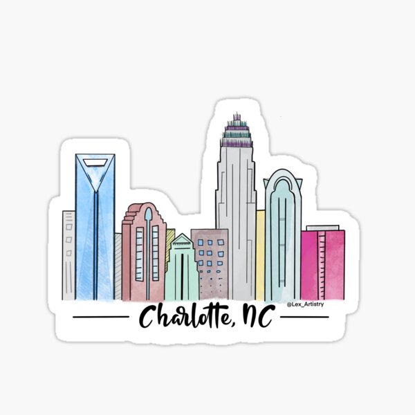 Charlotte, NC Skyline  Sticker