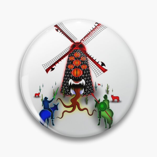 Item preview, Quixote & Sancho Battle an actual Windmill Monster with Demon Dogs designed and sold by imaginachine.