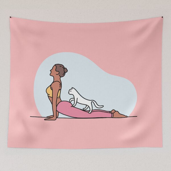 Item preview, YOGA WITH CAT Upwarding Facing Dog designed and sold by Trio's Stuff.