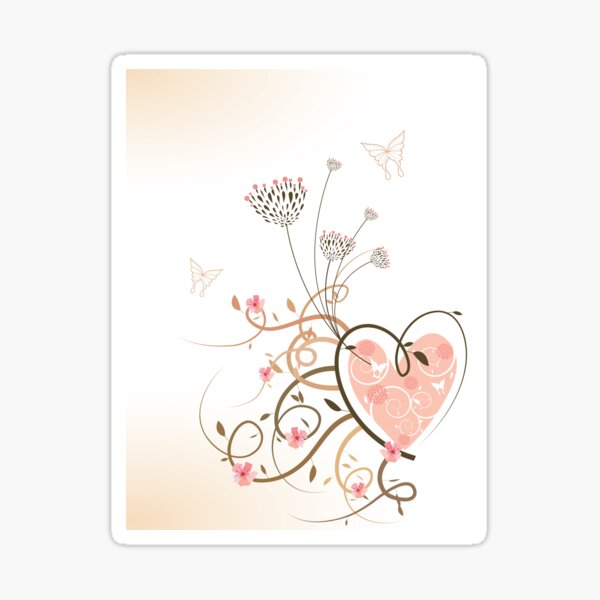 Item preview, Pink Heart, Butterflies and Floral Swirls designed and sold by fatfatin.
