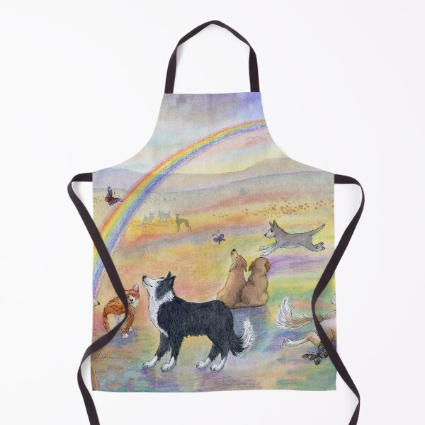 Item preview, Dogs wait for their humans at Rainbow Bridge, greyhound, corgi, BC, designed and sold by SusanAlisonArt.