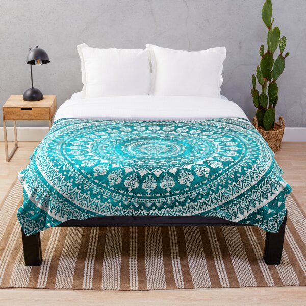 Mandala Turquoise Throw Blanket