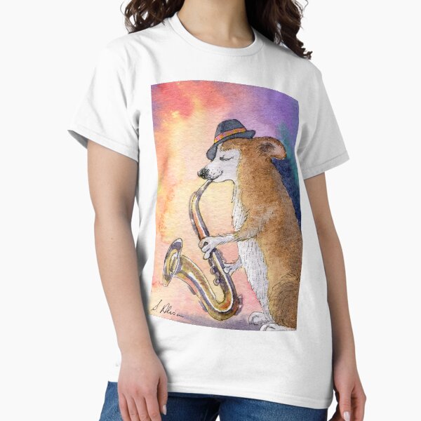 Item preview, With Love and All That Jazz, Corgsy Malone on Sax designed and sold by SusanAlisonArt.