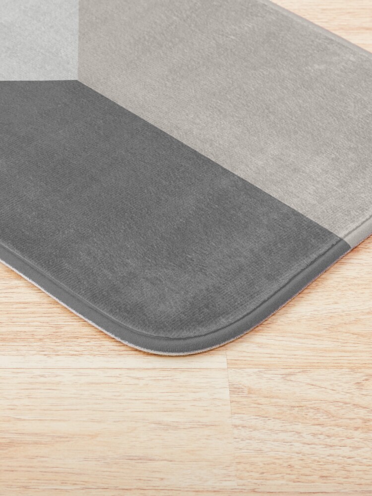 " White and Grey Simple Scandinavian Geometric Minimalist" Bath Mat by