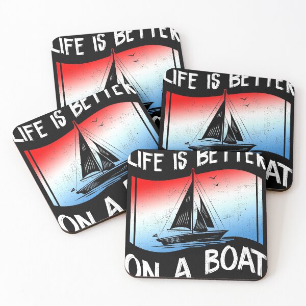 Item preview, Vintage Life is Better on A Boat Gift design Sailing Fishing print designed and sold by Lisbob.