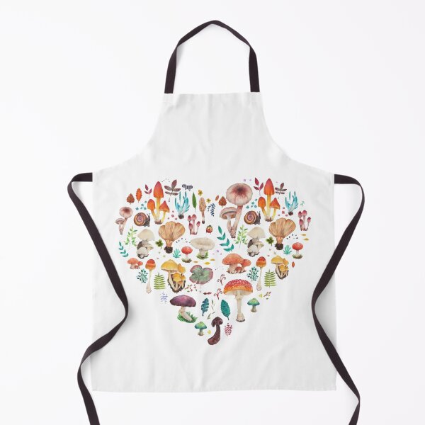 Vintage Mushroom heart Apron