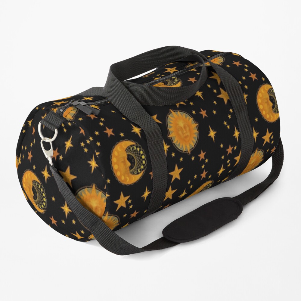 Bohemian 90's Sun and Moon Celestial Pattern Duffle Bag