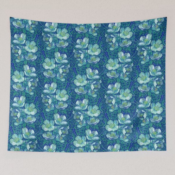 Item preview, Jasmine Bloom, Vintage Floral Pattern, Summer Garden, Blue Teal designed and sold by Julia Khoroshikh.