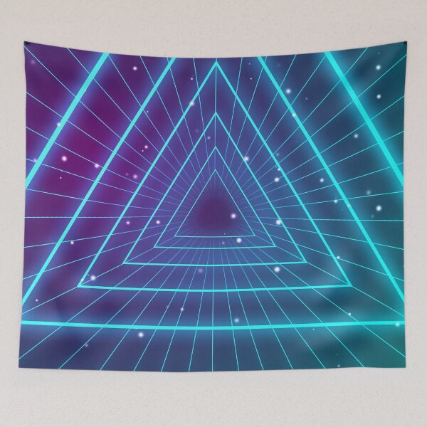 Item preview, Retro 1980s synthwave glowing neon lights triangle tunnel  designed and sold by UDDesign.