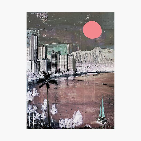 Artikelvorschau, Hawaii Urban Pop Art Vintage Retro Diamond Head Palmtree Ocean Modern Art City Wanderlust Surfing entworfen und verkauft von ExquisiteShots.